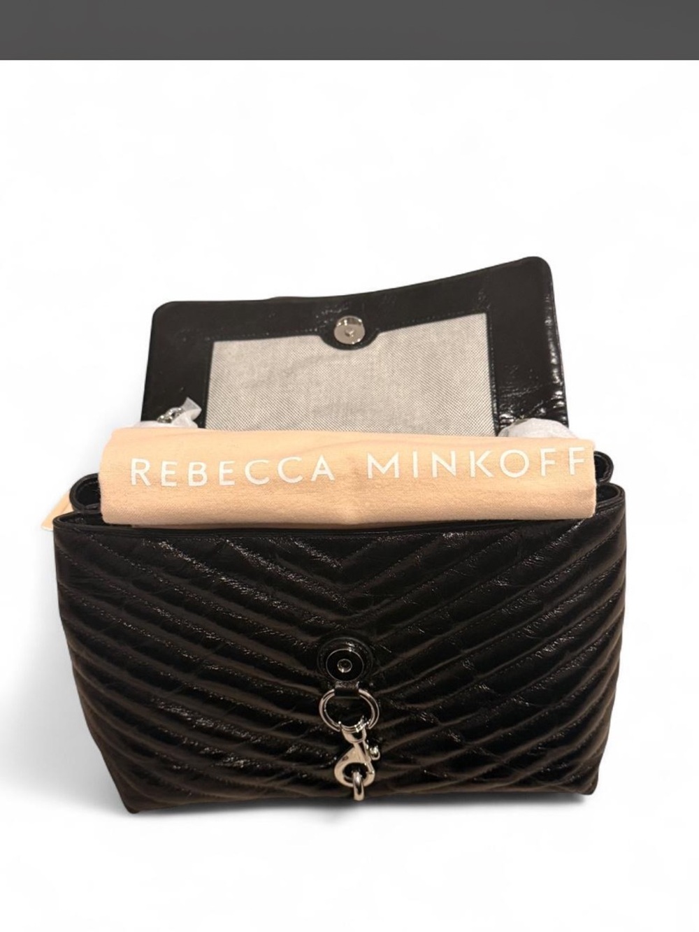 Rebecca Minkoff Edie Flap Black Quilted Leather Shoulder Bag NWT